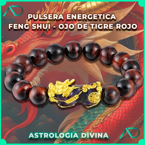 Pulsera de Feng Shui Ojo de Tigre Rojo
